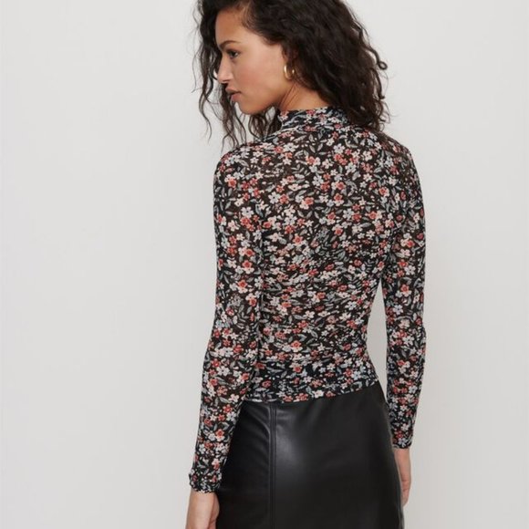 Long Sleeve Sheer Mock Neck Top - Picture 4 of 4